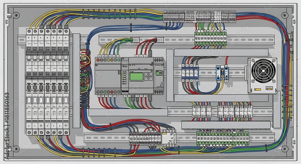 Industrial Electrical Control Panel Wiring Diagram with PLC and ...