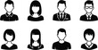 © Rasel - Eight Black Silhouette Icons Representing Diverse People and Professions woman