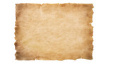 Dark Burnt Edge Parchment Paper Texture Isolated on Transparent Background Antique Blank Scroll for Treasure Map