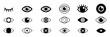 © Design Point - Collection of diverse eye icons representing vision, privacy, visibility, and security states. includes open, closed, visible, invisible, and crossed-out eyes.