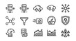 © Bul - Set of black and white data and network icons with server, cloud, and security elements.