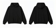 © Drip - Black Hoodie Mockup Front and Back Views Isolated on White Background