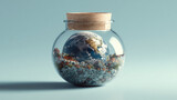Planeta Ziemia zamknięta w słoiku na jednolitym tle