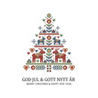 © Creator Studio 1 - Scandinavian Folk Art Christmas Tree with Dala Horses - God Jul & Gott Nytt År Greeting Vector Illustration