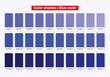 © GRAPHIC ZONE - Color shades chart displaying various tones and tints of the blue color