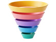 © MicroStrocker - Colorful funnel diagram layered 3D render concept for data analysis and sales conversion Transparent PNG