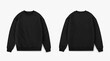 © DekGrativ - black crewneck from front and back side on white background, regular black sweatshirt for mockup
