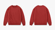 © DekGrativ - red crewneck from front and back side on white background, regular red sweatshirt for mockup
