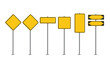 © DrexDesign - Assortment of yellow road signs for safety and directions on roadways