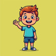 © alisya - Happy little boy waving hand in a friendly gesture.