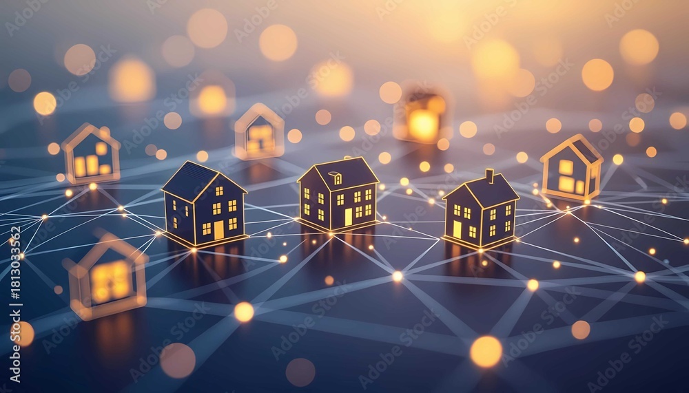 Smart home network connection. Digital realestate future technology ...