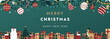 © arucom_ - クリスマスオーナメントとプレゼントボックスで飾られたクリスマスのバナー背景テンプレート（緑）　Christmas banner background template decorated with Christmas ornaments and gift boxes (green)