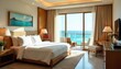 © Jakkrit - A luxurious honeymoon suite with an ocean view, featuring a private balcony and plush furnishings Perfect for romantic getaways and celebrating newlywed bliss , intimacy, high-end, honeymoon suite