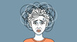 © Kirana - Woman with tangled thoughts and stressed expression.