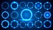 © yogiandrias - Futuristic HUD Elements - A Collection of Glowing Blue Circles.