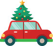 © HM - Car Carrying Christmas Tree on White Background