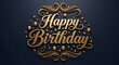 © Momina - Elegant golden happy birthday message with decorative swirls on a dark background