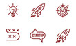 © AamirSohail - Set of startup icons thin line vector illustration of business strategy light bulb rocket and target isolated on white background