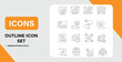 © Outline Icon Set - Outline Icon Set Representing Business Processes Data Analysis and Teamwork