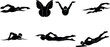 © MD - Swimmer silhouettes, competitive strokes, freestyle butterfly backstroke breaststroke motion illustration for sports training – flavector