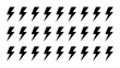 © KEYA - Pattern of black lightning bolt icons repeated in three rows isolated on white background