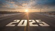 © Johannes - open road with the year 2025 painted on the asphalt  symbolizing a new beginning and future opportunities