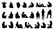 © grvect02 - People Sitting and Reading Silhouettes: Diverse Group of Men and Women Relaxing, Studying, and Enjoying Books, Isolated Vector Illustration Set