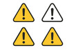 © icon_art - Four variations of triangular warning signs with exclamation mark symbol for caution and danger alerts