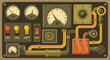 © PixelWarna - Steampunk Control Panel with Gauges Switches and Pipes.