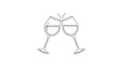 © Icon_ic - Elegant Line Art Depicting Two Wine Glasses Clinking in Celebration Minimalist Style
