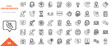© Kupict - A diverse collection of 50 outline icons representing call center services and operations.