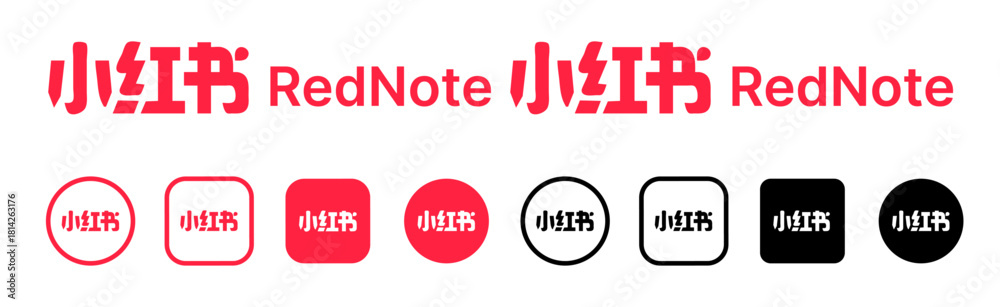 RedNote Logo Icon Set 2025 – Square, Rounded, Circular and Outline ...