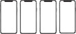 © Rafia - Four Isolated Modern Smartphone Mockups with Blank White Screen Template and Copy Space