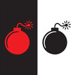 © MDTUHIN - Bomb vector icon with burning fuse, bomb icons silhouette vector