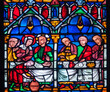 © Joan - Stained glass (19th century) of Miracle of Jesus: During a wedding in Cana Jesus, transforms water into wine.