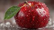 © Muhammad - Red apple fruit water droplets reflective surface macro photography fresh organic produce clean layout