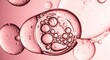 © shahpng - Abstract pink bubbles and oil droplets a macro image for scientific or cosmetic use