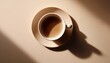 © Kaitlin - Coffee Cup Shadow On Beige Background The Minimalistic Image Of A Coffee Cup Shadow Dancing On A Clean Beige Surface This Composition Showcases A Play Of Light
