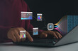 © MUNTHITA - Analyst or Scientist using laptop and dashboard for analysis of information, complex data set on computer. Insight development engineer. Concept of data analysis science, big data with AI technology.