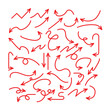 © Pixiphix - Set of Simple Hand-Drawn Red Arrows in Various Styles