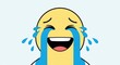 © Watu ireng - Crying Laughing Emoji Illustration on Light Blue Background.