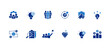 © Arif - Business icon set containing management, strategy, team, goal, trust, idea, process, assessment, leadership, value, implementation and competition vector icon