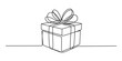 © Single Line Art - One line drawing of a gift box isolated on transparent background, isolated on white background, Vector, illustration