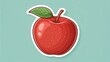 © Feroz - Stylized red apple with green leaf and brown stem, healthy fruit