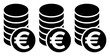 © ThephotoLab - Three stacks of euro coins, symbolizing wealth and financial transactions