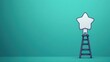 © Virtual Art Studio - A white outlined star on a small ladder stands against a vibrant teal background, symbolizing potential and creativity.