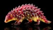 © sungedi - Illuminated scaly creature sculpture rests against a deep black background