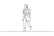 © NVLvibes - Continuous one line drawing of Young woman in winter clothes. Single line drawing illustration of Woman Fashion portrait. Winter fashion and woman style concept vector art. Doodle line illustration.