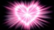 © Kakabe - A vibrant pink heart radiates light against a dark background, creating a striking visual effect, Ideal for romantic themes, Valentine's Day promotions, or love-related graphics,