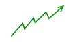 © LionStudio - Green upward line arrow graph and chart moving up concept of stock market business growth, financial profit, business trend, company growth. Business grow up icon. Vector illustration.